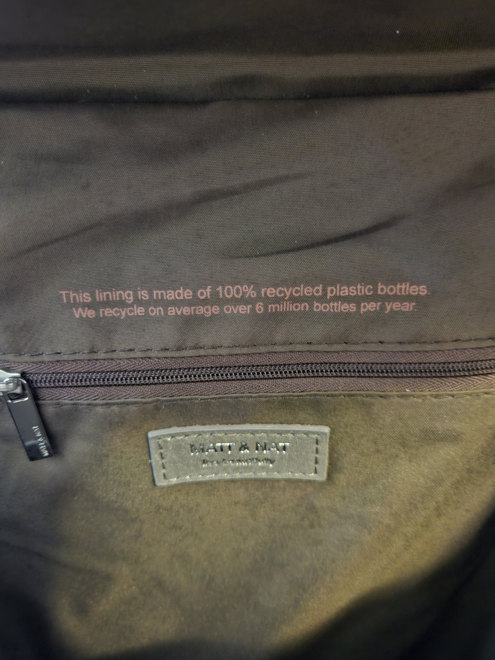 Matt & Nat Grey Vegan Leather Backpack - Picture 5 of 10